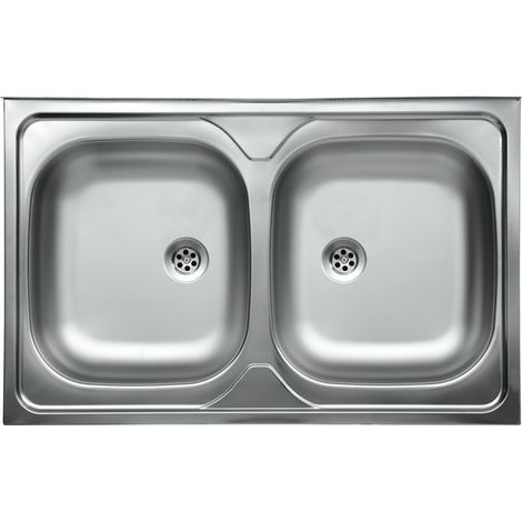 Küchenspüle aus Edelstahl mit zwei Becken 50x80 cm (1/3)
