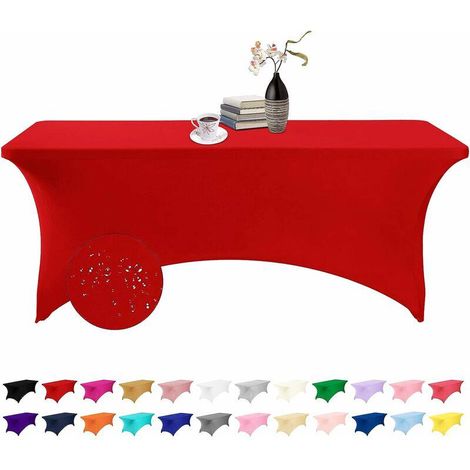 Housse de table imperméable en Spandex de 6 pieds pour fête, mariage, banquet(rouge) Housse pour mobilier de jardin (1/5)