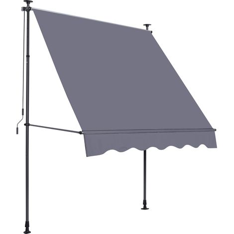 Store banne à bras articulés sans perçage 200 x 150 cm avec réglage hauteur et inclinaison, protection solaire gris (1/5)