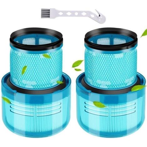 Filtres Compatible avec Dyson V6 V8 V11V12 V15 Detect Absolute, 2 Pcs Filtre de Remplacement pour Aspirateur Dysons, Bleu (1/4)