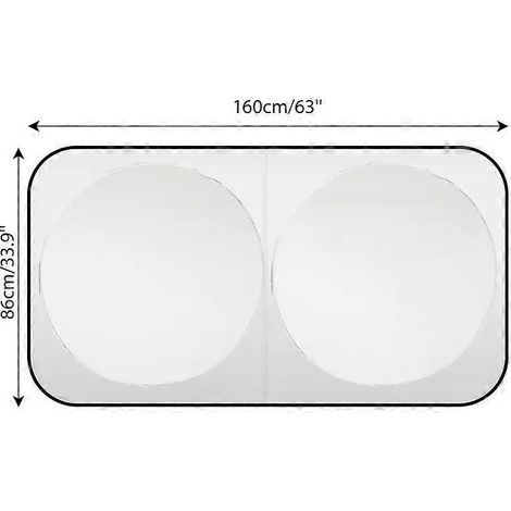Pare-soleil de pare-brise pliable anti-UV en tissu argenté double cercle, accessoire extérieur de voiture, 160 x 85 cm (1/5)