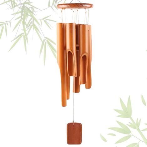 Bambus-Windspiel, 75 cm – 6 Röhren, für drinnen und draußen – ideal für Garten, Terrasse und Hof