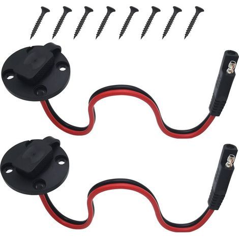 Connecteur SAE, Port de paroi latérale de Prise d'alimentation SAE, 16AGW Câble SAE, Connecteur à Montage Encastré à Montage Rapide sur Panneau Solaire (2 pcs) (1/5)