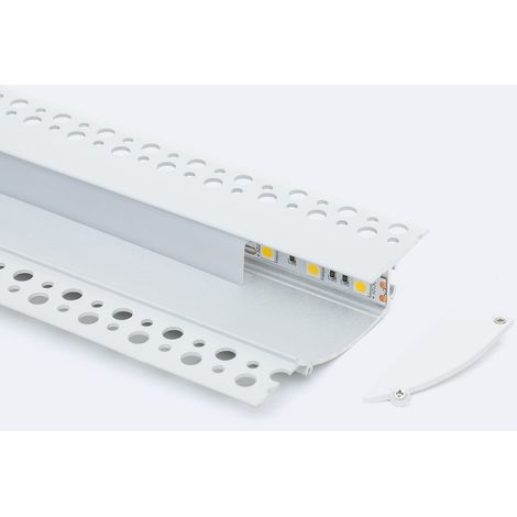 Aluminiumprofil Einbau in Gips/Pladur 2m für LED Streifen bis 12mm Weiß 2 m Weiß transluzent (1/4)