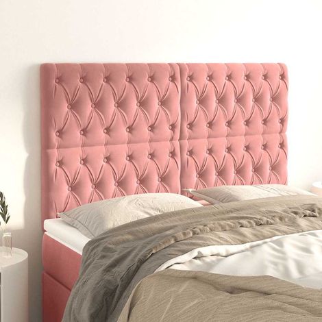 vidaXL Cabecero de cama rosa 160x7x118/128 cm Terciopelo (1/5)