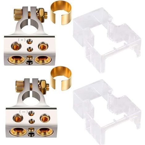 CSPARCV 1 paio di terminali per batteria auto, kit di connettori per terminali batteria auto, terminale positivo e negativo della batteria con custodia trasparente resistente e impermeabile, argento (1/5)