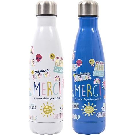 Lot de 2 Bouteilles Isotherme Merci Maîtresse 50 cl en Acier Inoxydable - Livraison gratuite (1/5)
