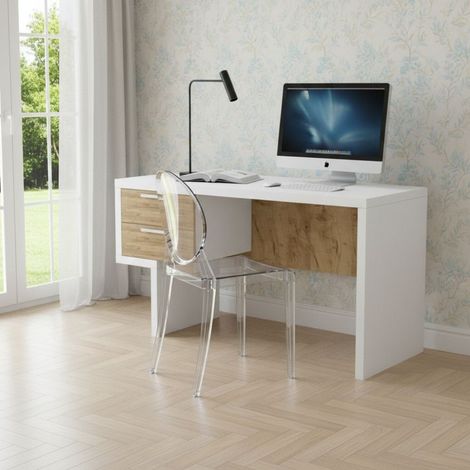 Scrivania di design - Soluzione perfetta per il tuo studio - Bianco e Quercia