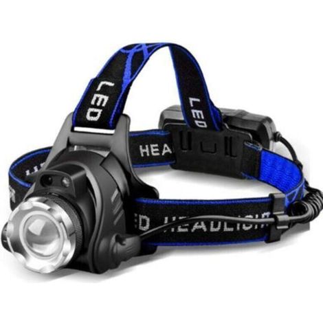 Powerful Rechargeable LED Headlamp Head Torch Adjustable Head Light 3 Modes LED Headlamp with USB Cable and 2 18650 Batteries for Fishing Cycling (1/3)
