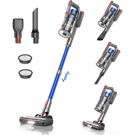 BuTure Aspirateur Balai sans Fil, 38KPA/450W Aspirateur sans Fil Puissant avec 55 Min Autonomie & Batterie Amovible, Capacité 1.2L, Brosse Anti-Emmêlement, Aspirateur Balai pour Tapis/Sol Dur (1/5)