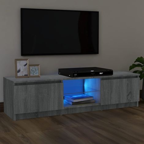 Meuble TV avec lumières LED pour Salon - Armoire TV Sonoma gris 120x30x35,5 cm BV651718 - BonneVie (1/5)