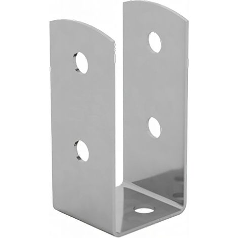Embase pied de poteau en U zinguée à visser - Pour poteau rectangulaire - 45 x 45 x 100 x 2,0 mm