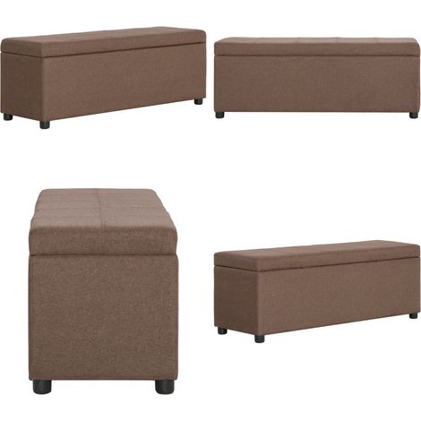 Banc avec compartiment de rangement 116 cm Marron Polyester - Banc Coffre - Banc Rangement - Meuble D'entrée - Décoration Intérieure - Mobilier Salon - Home & Living (1/5)