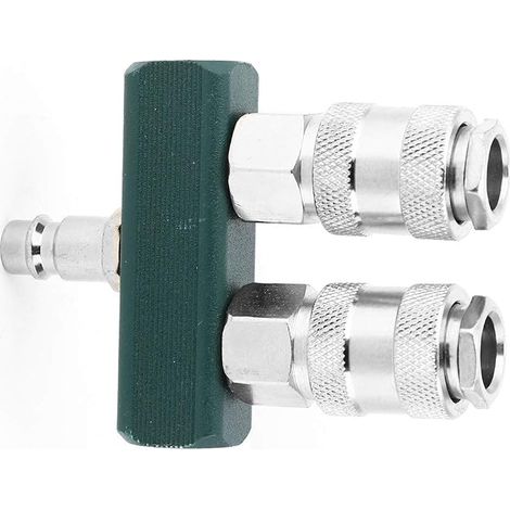 Air Hose Splitter, Air Compressor Manifold, Two Way Quick Connector, 1/4 Inch Straight Air Duct Fittings, Adjustable Valve, (1/5)