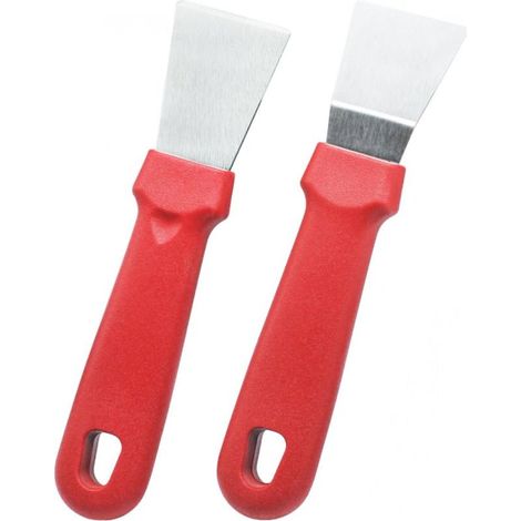Lot de 2 version droite + version courbée red grattoirs de nettoyage pour vitres et plaques de cuisson pour fours, cuisinières,plaques à induction, grattoir multi-cuisine en acier inoxydable (1/5)