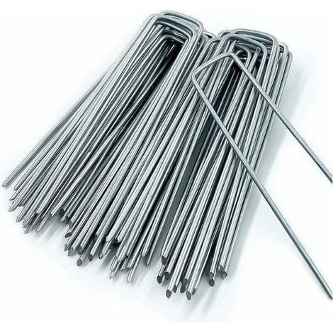 Piquet de Fixation pour Toile de Paillage,50 Piquets de Jardin en Forme de U,pour Bache Anti Herbes,Sardines Camping,Clôture de Jardin,150 MM de Long,25 MM de Large,3 MM de Diamètre, (1/4)