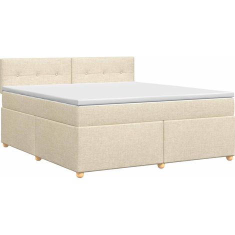 Maison Exclusive - Letto box spring con materasso Crema 180 x 200 cm Tessuto (1/5)