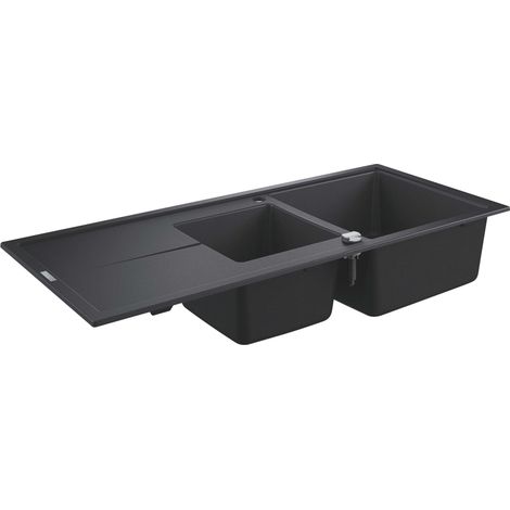 Grohe - Abwäschen - Kompositspüle K400 mit Ablaufgarnitur, 1160x50 cm Granit Schwarz 31643AP0 (1/4)