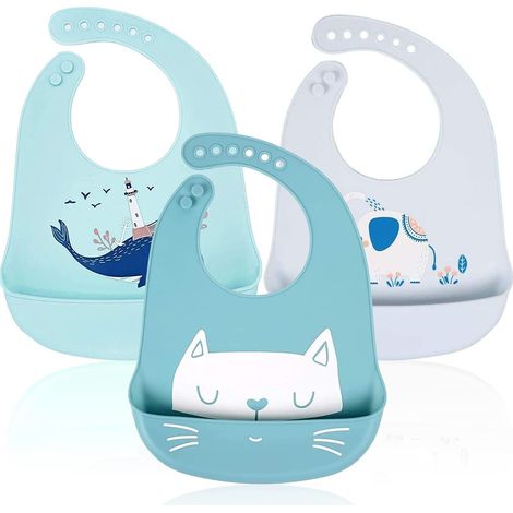 Bavoir souple imperméable unisexe pour bébé en silicone 3 PCS