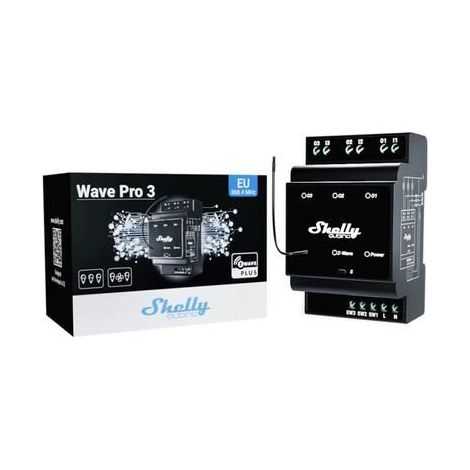 Shelly Wave Pro 3 Relais Rail DIN Schwarz 48A Z-Wave