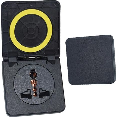 Prises électriques murales, prise électrique universelle noire étanche et anti-poussière AC250V 10A avec couvercle, prise électrique pour caravane intérieure extérieure camping-car RV cuisine (1 Pc) (1/5)