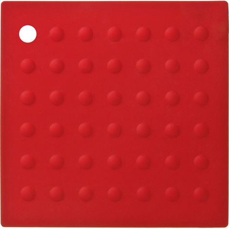 Interiors By Premier Red Silicone Kitchen Trivet,Square Heat Protection Mat With Textured Grip,Trivet With Hanging Hook (1/2)