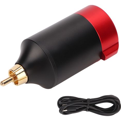 Alimentation sans fil pour machine à tatouage, interface RCA, batterie rechargeable 1500mAh, écran LED, couleur rouge (1/5)