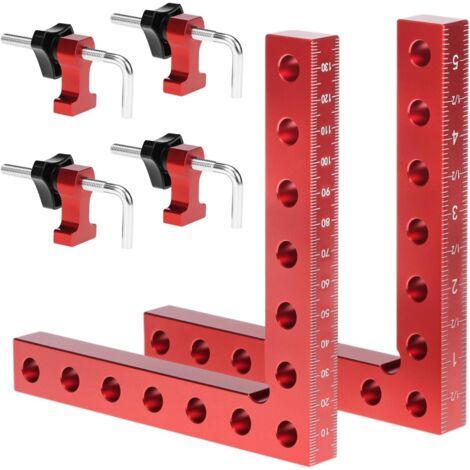 BUNTHAUS Lot de 2 (140 mm) Équerres de Positionnement à 90Degrés en Alliage d'Aluminium, Outils de Travail du Bois pour le Armoires, les Cadres Photo, les Boîtes (1/5)