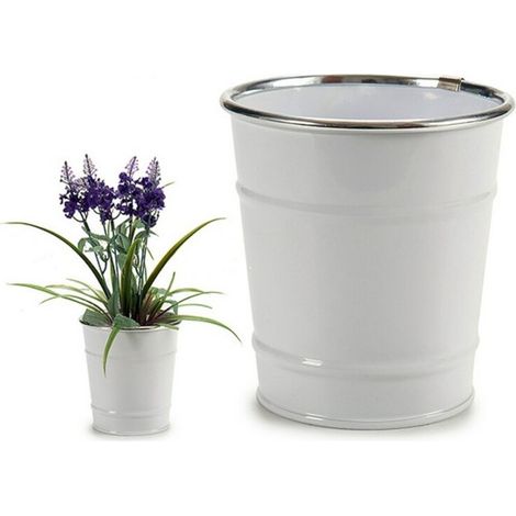 Cache-pot seau en zinc, blanc, Ø 10 cm