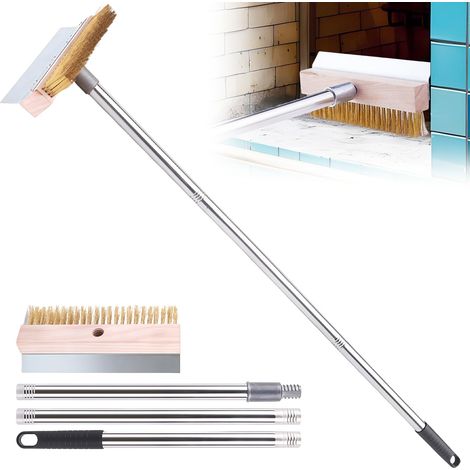 Brosse de four à pizza avec grattoir en acier 120 cm brosse de barbecue en laiton longue poignée amovible en aluminium grattoir pour (1/5)