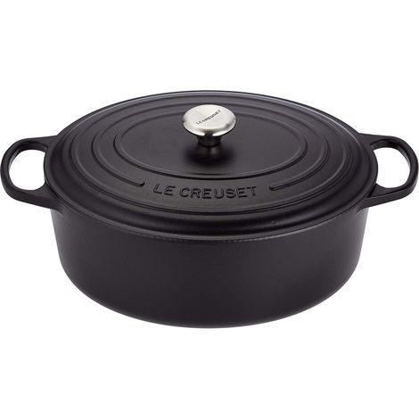 Le Creuset Cocotte oval de hierro fundido, 35 cm, 8, 9 L, Todas Las Fuentes de Calor incluso inducción, Negro Mate, 21178350000430