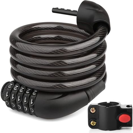 Cadenas à Vélo Chaînes, Extérieur Antivol Cadenas à Vélo Chaînes con vélo Titulaire, 5 Digit Combinaison, Vélo Câble Antivol(125cm)