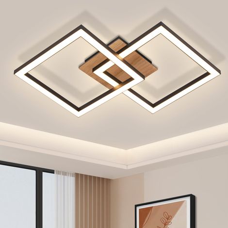 GBLY LED Deckenleuchte Deckenlampe Schwarz - Holz 3000K Warmweiß Schlafzimmerlampe Modern Design 24W Küchenlampe Klein Eckig Flurlampe Wohnzimmerlampe für Küche Wohnzimmer Schlafzimmer Esszimmer (1/5)