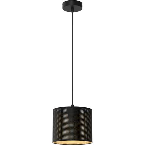 Suspension Loft Shade noire intérieur or Ø18 E27 Luminex