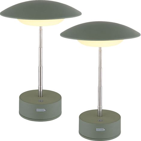 Lampada da tavolo Lampada da tavolo Touch dimmer Batteria ricaricabile regolabile in altezza Lampada da comodino LED verde, 1W bianco caldo, DxH 18x26 cm, set di 2