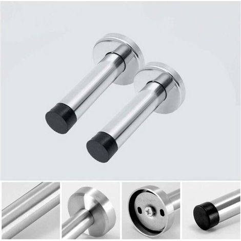 Butée De Porte Murale - Acier Inoxydable - Caoutchouc Antichoc - Pour Porte Intérieure - Pack De 2 (1/4)