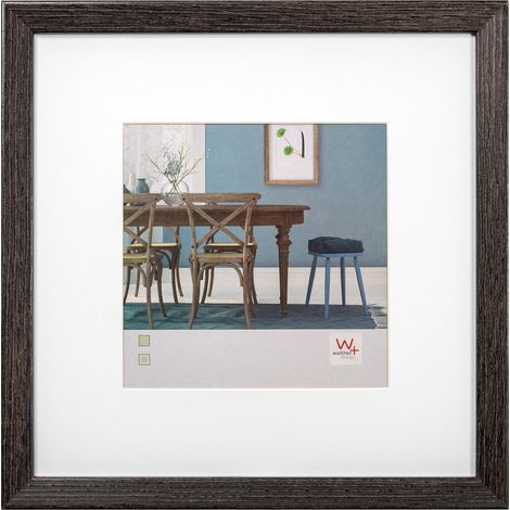 Cadre photo gris foncé 30 x 30 cm avec passe-partout, cadre en bois Fiorito EF330D (1/4)