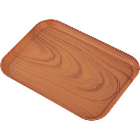 1 Bandeja de servir antideslizante con efecto madera, 43 x 30,5 cm, plástico PP, para desayunos y fiestas. (1/5)