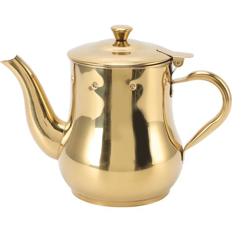 Bouilloire à café et thé 500ml en acier inoxydable, théière dorée pour assaisonnement, idéale pour cuisine.