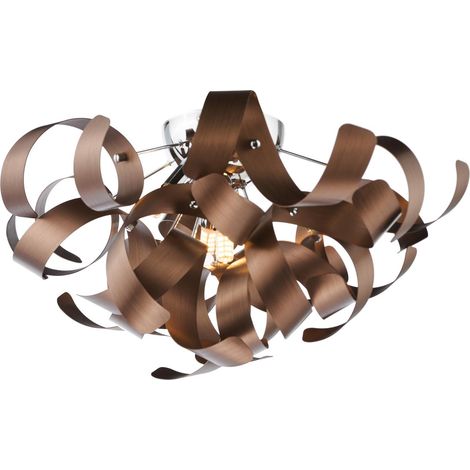 Dar Swash Plafonnier Swash 4 lumières chromé poli avec rubans en cuivre (1/4)