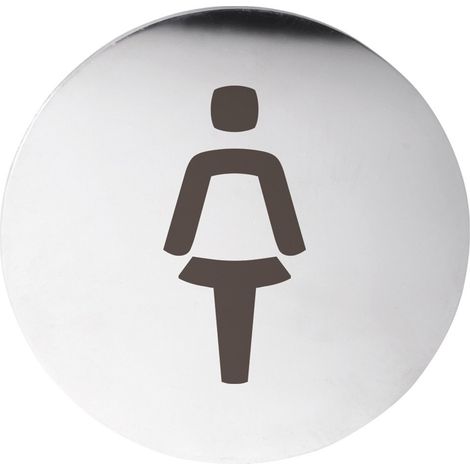 Panneau de porte de toilette FEMME dia. 75 mm, acier inoxydable mat