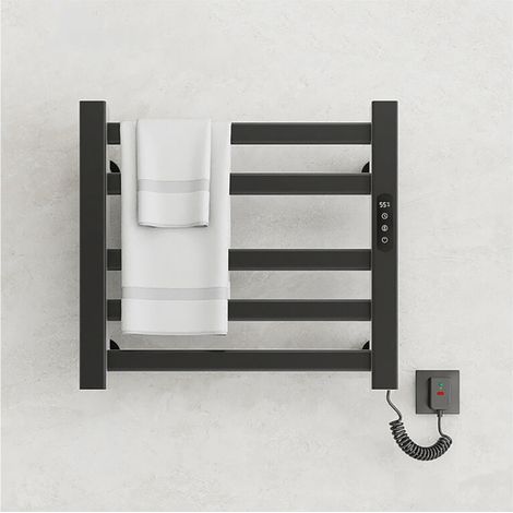 Elektrischer Handtuchwärmer mit Digitalanzeige – Einstellbare Temperatur 30–70 °C – Schutzart IPX5 – Einfache Installation – R308-schwarz (1/5)