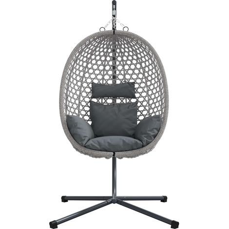 Maison Exclusive - Sedia uovo sospesa antracite e grigio 104 x 100 x 191 cm