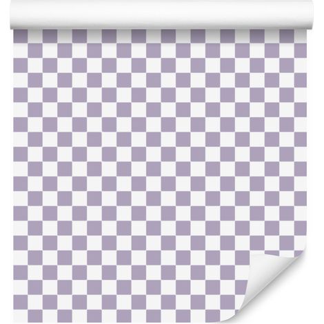 Papel pintado a cuadros gris claro, blanco y morado 50x1000 cm (1/5)