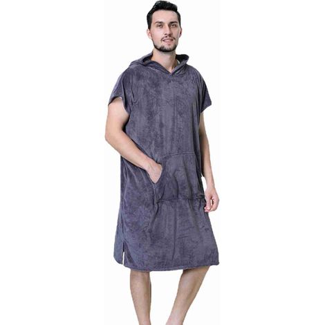 Peignoir de bain à séchage rapide en polaire pour surf, plongée, serviette de bain à capuche, poncho de plage, coupe-vent et chaud pour homme et femme (1/5)