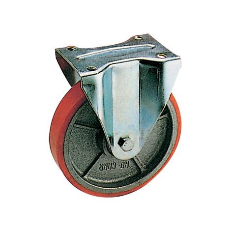 RUOTA POLIURETANO FORCELLA FISSA CON PIASTRA IN ACCIAIO ZINCATO MM.100A.91