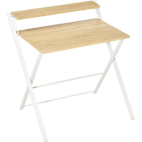 HOMCOM Scrivania Pieghevole Salvaspazio con Mensola Legno Metallo 81.5x70x84cm (1/5)