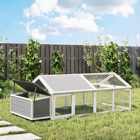 SunJet Poulailler, abri pour poules, bois sapin 240x112,5x76 cm - Réf. OA2DIKK73IHG (1/5)