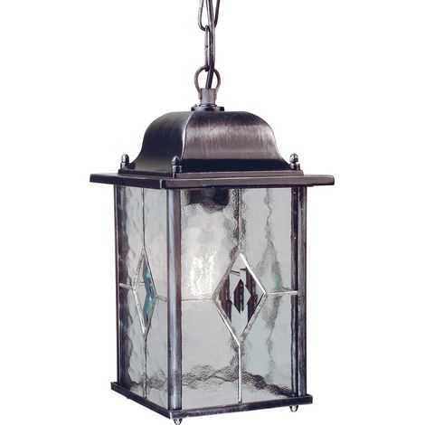 Elstead Wexford - Lanterne à chaîne pour plafond extérieur à 1 ampoule noir argent IP43, E27 (1/4)