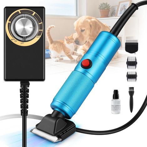 Tondeuse pour Chien 300W, Vitesse Réglable 2000-6000RPM, Lames Céramique Amovibles, Tondeuse Animaux avec 1 Lame Supplémentaire (1/5)